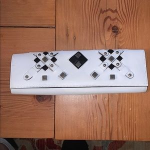 Stylish black and white leather clutch